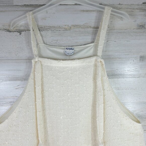 ARULA Ivory Shine Skirtall Dress PLUS SIZE 2X Ivory Coastal Feminine Texture EUC - Picture 6 of 16